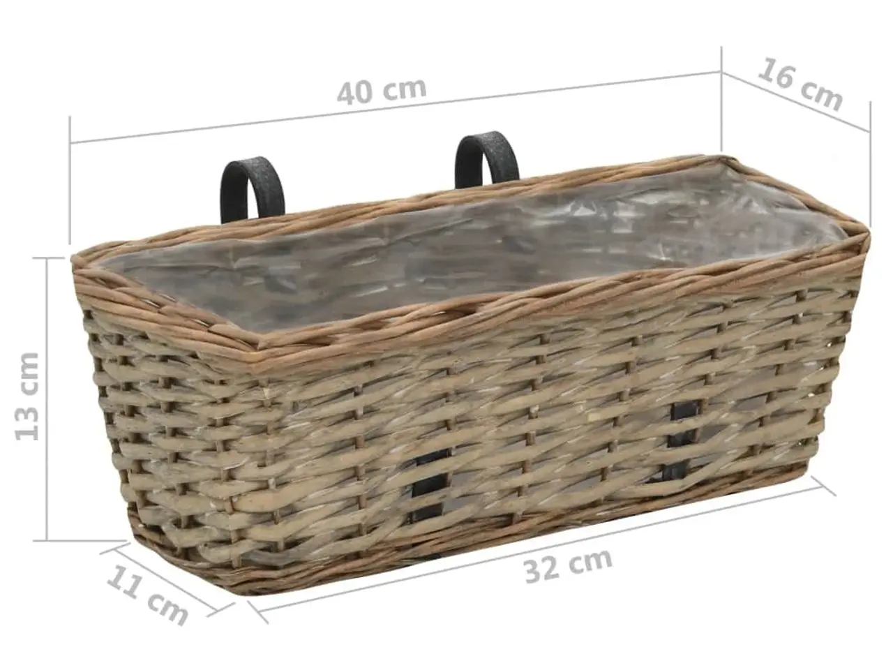 Billede 6 - Plantekasser til altan - 2 stk. kurveflet med PE-foring, 40 cm