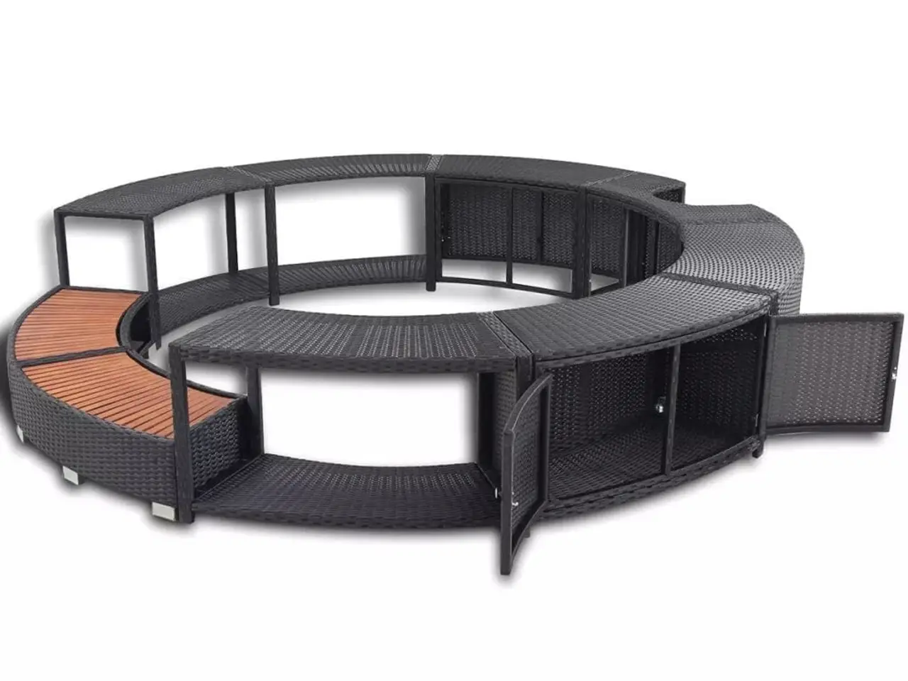 Billede 4 - Spakant i polyrattan - sort rund spaindfatning med opbevaring