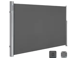 Sidemarkise 160 x 400 cm røggrå, sol- og indsynsskjul