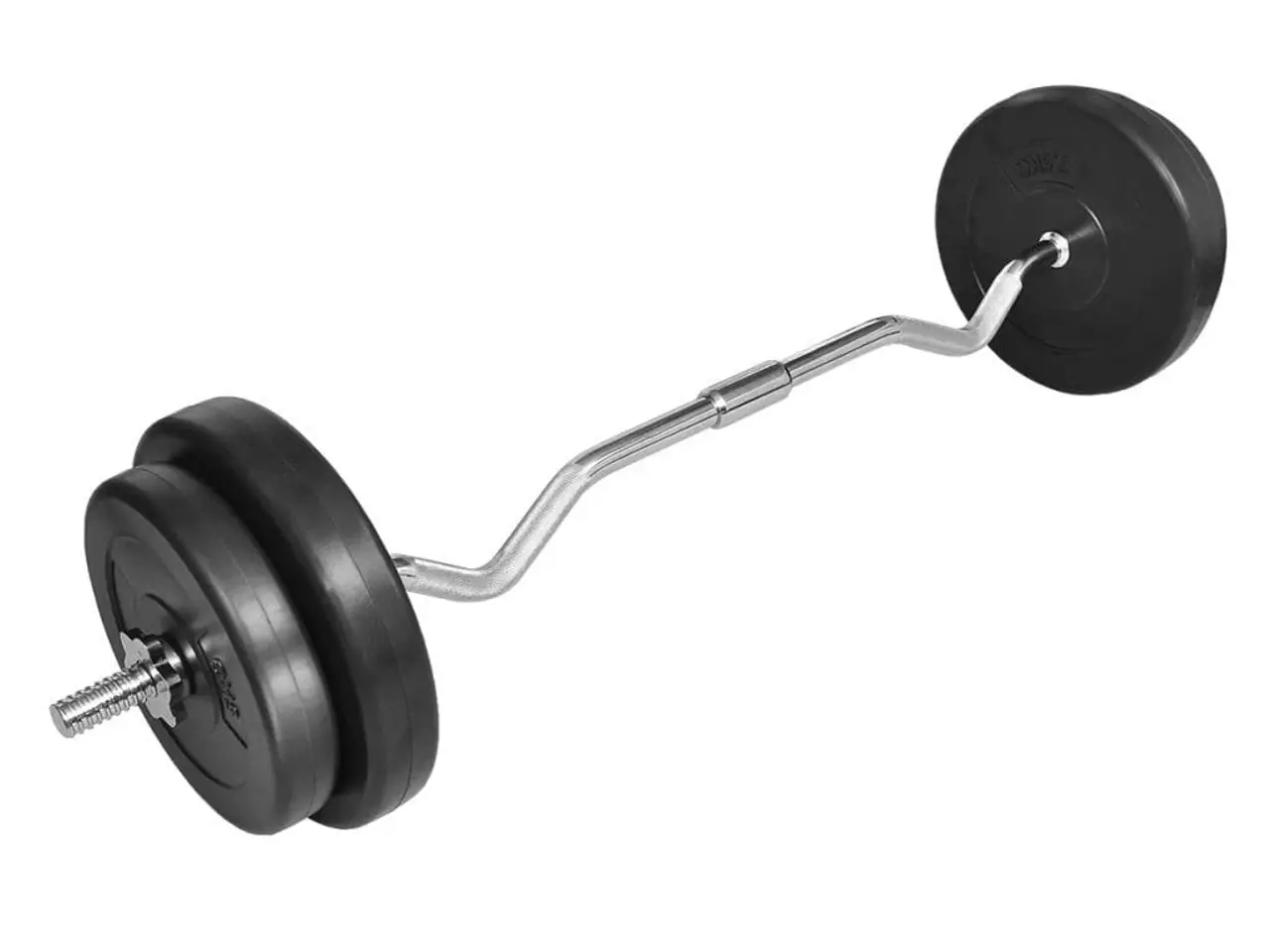 Billede 2 - Curlstang med vægte 30 kg - EZ curlstang 120 cm med skiver