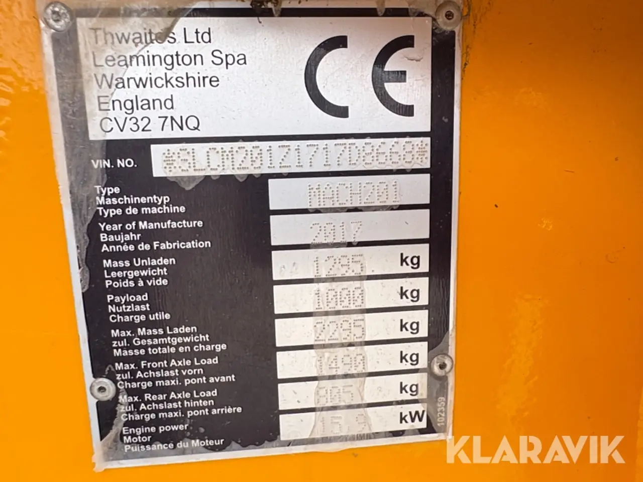 Billede 5 - Dumper 1 Tonne Thwaites Mach 201