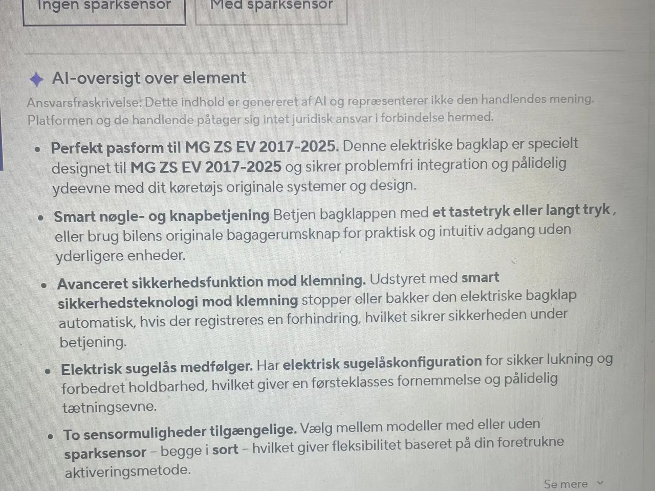 Billede 3 - Automatisk bagklap åbner til MG ZS EV med fodsenso