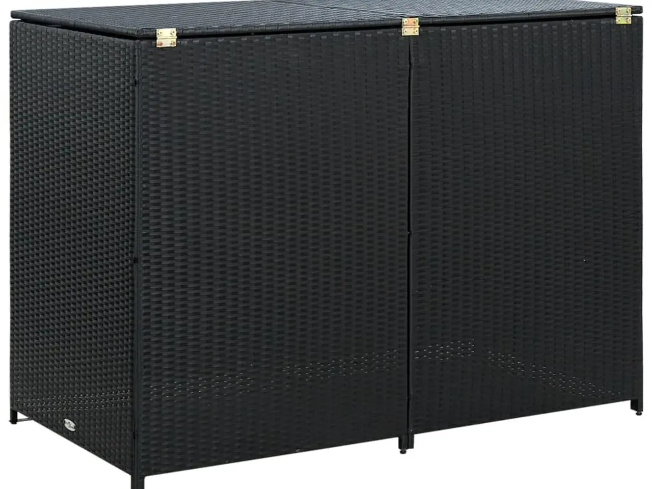 Billede 4 - Dobbelt skraldespandsskjuler i sort polyrattan - 148 × 80 × 111 cm