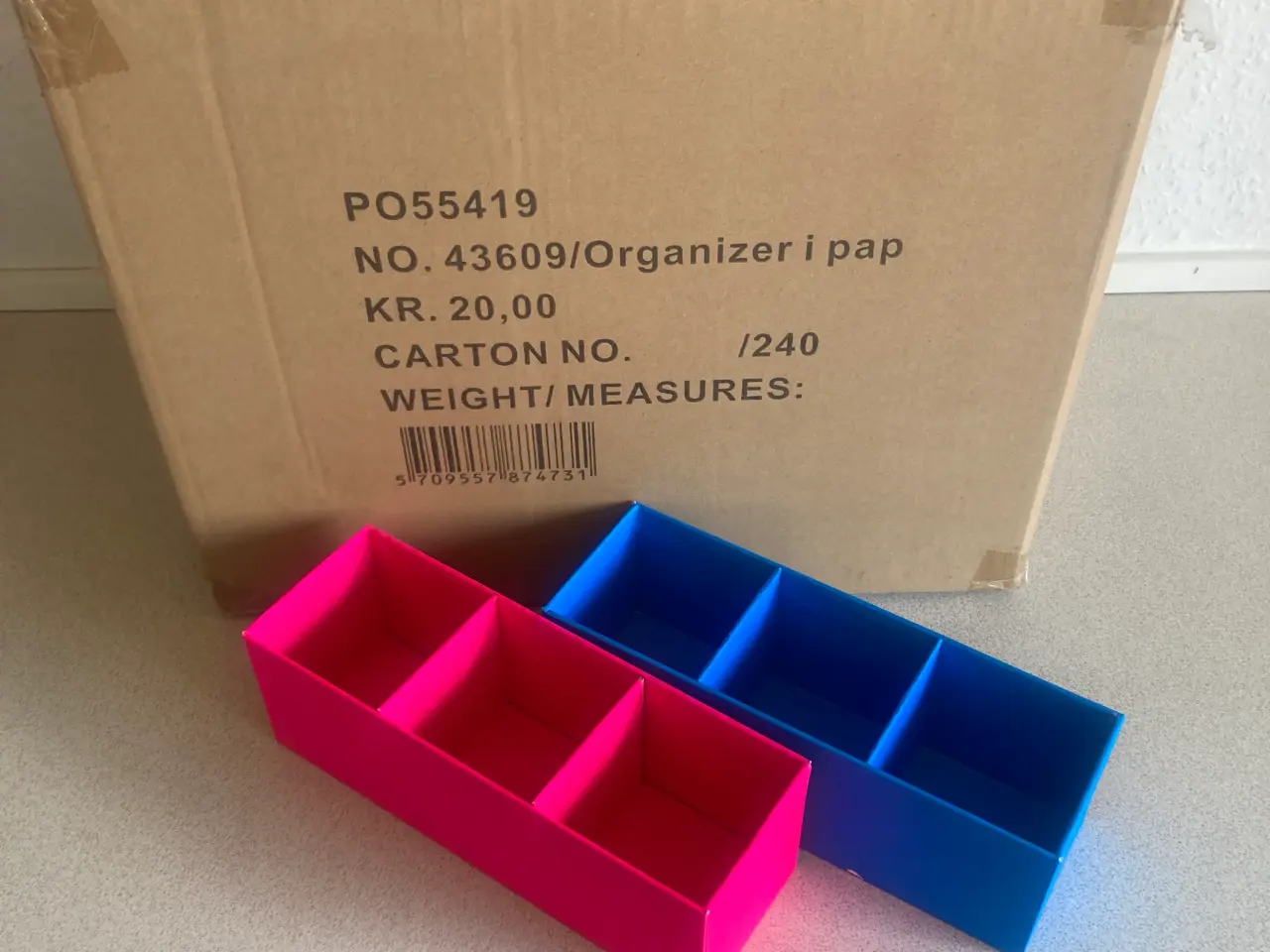 Billede 1 - 1 kasse m/20 stk pap organiser