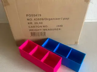 1 kasse m/20 stk pap organiser