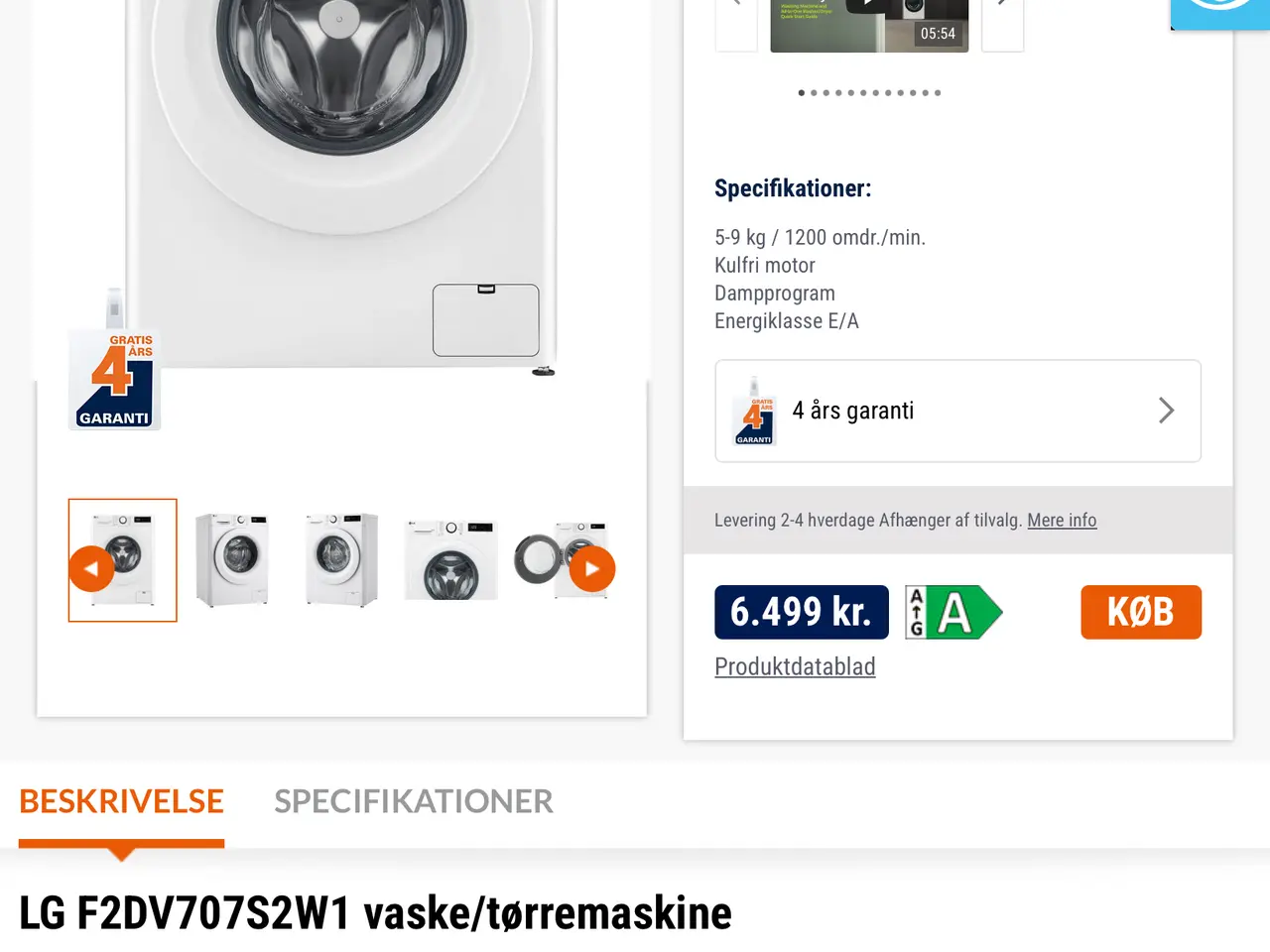 Billede 1 - LG vaskemaskine-tørretumbler