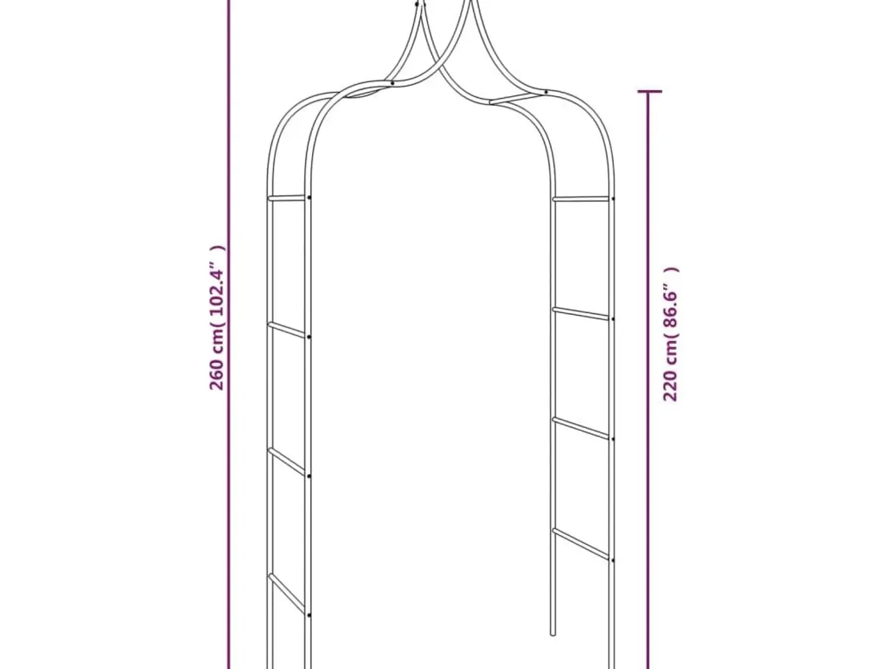Billede 7 - Havebuer 2 stk. - 120×38×260 cm i pulverlakeret stål, sort