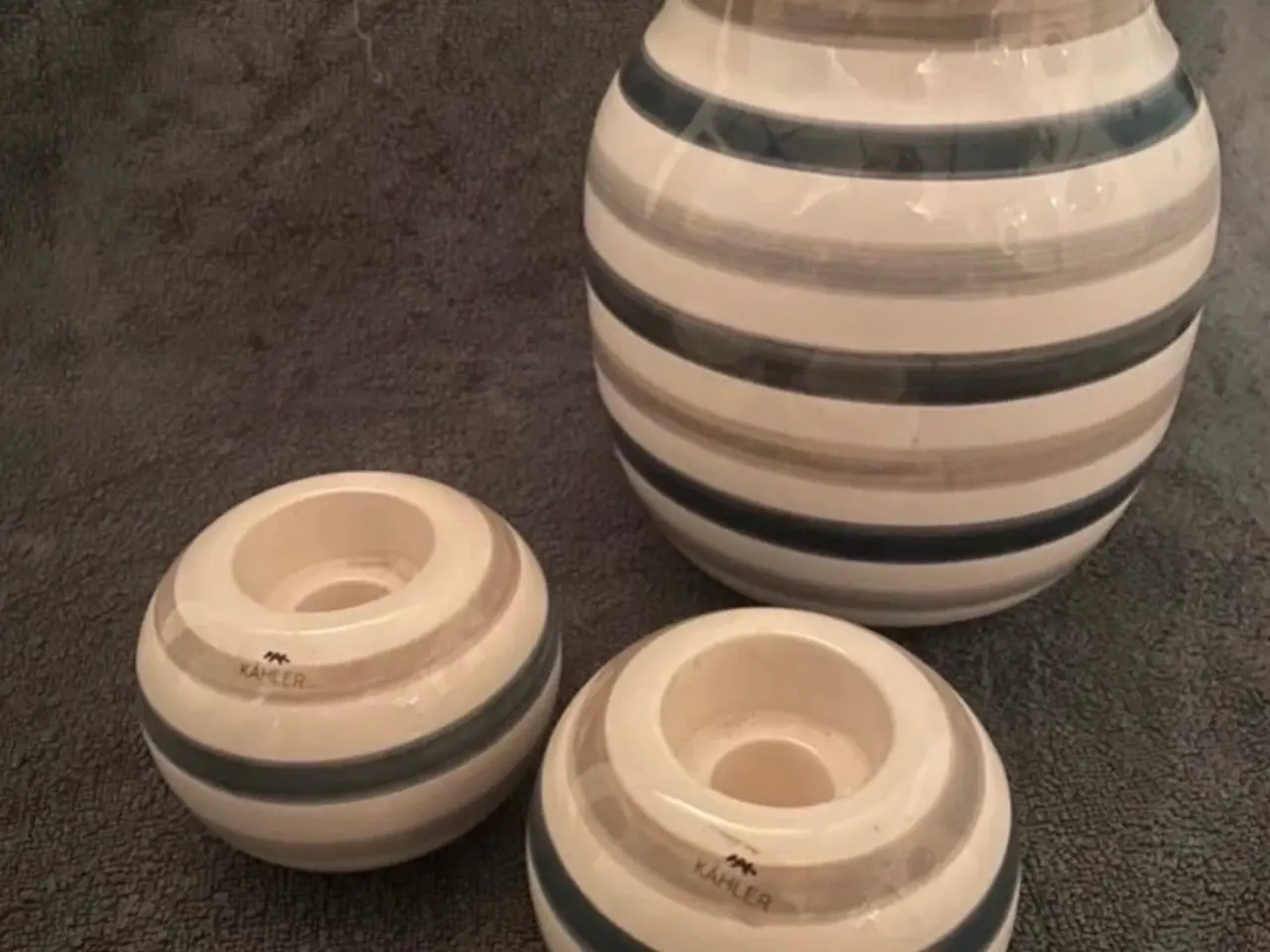 Billede 1 - Kähler vase og lysestager 
