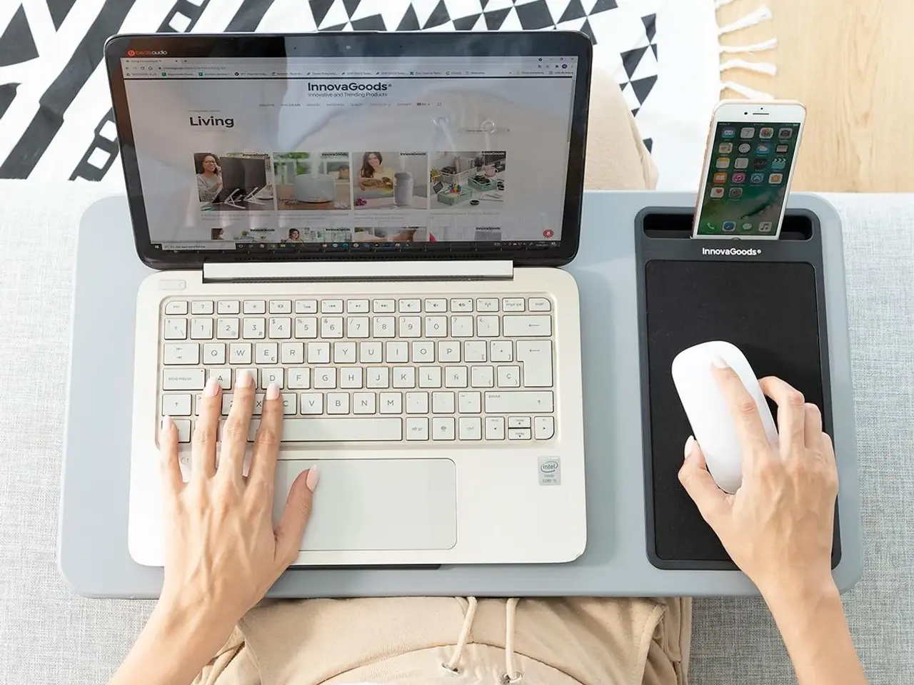 Billede 7 - Deskion bærbar laptopbord med XL-pude - grå/sort
