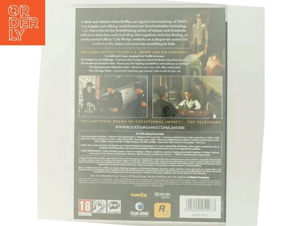 Billede 3 - L.A. Noire PC Spil