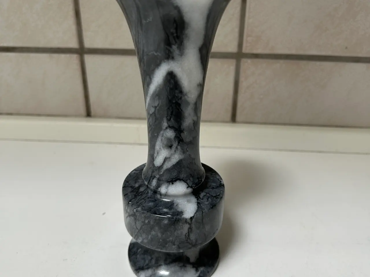Billede 1 - Vintage marmor vase i grå og hvid