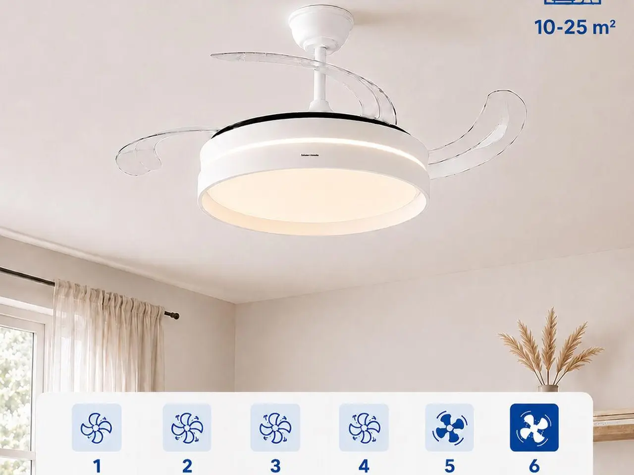 Billede 6 - Loftventilator med lys - hvid/transparent (OUTLET B)