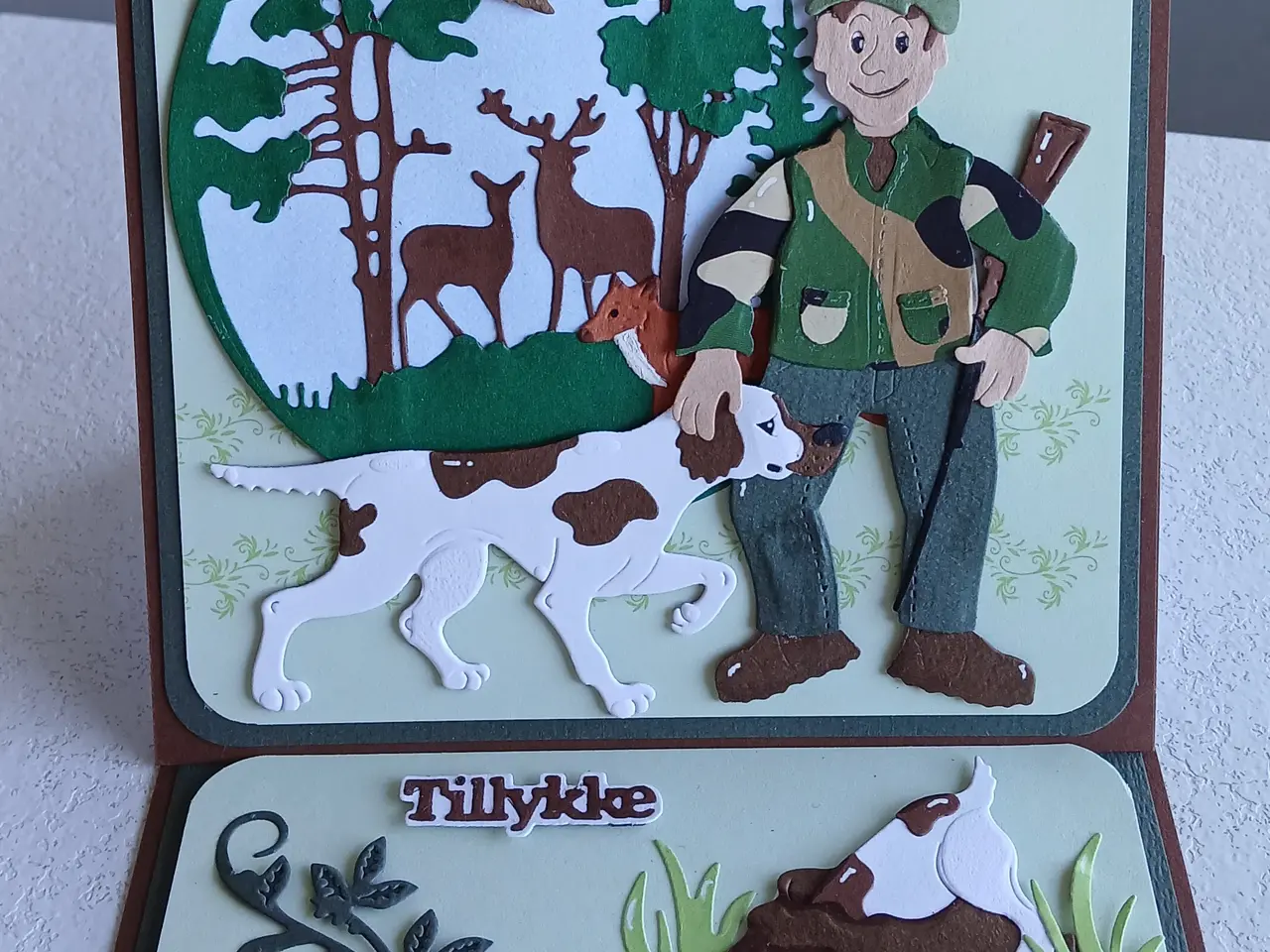Billede 1 - Tillykke kort med jæger på sælges.