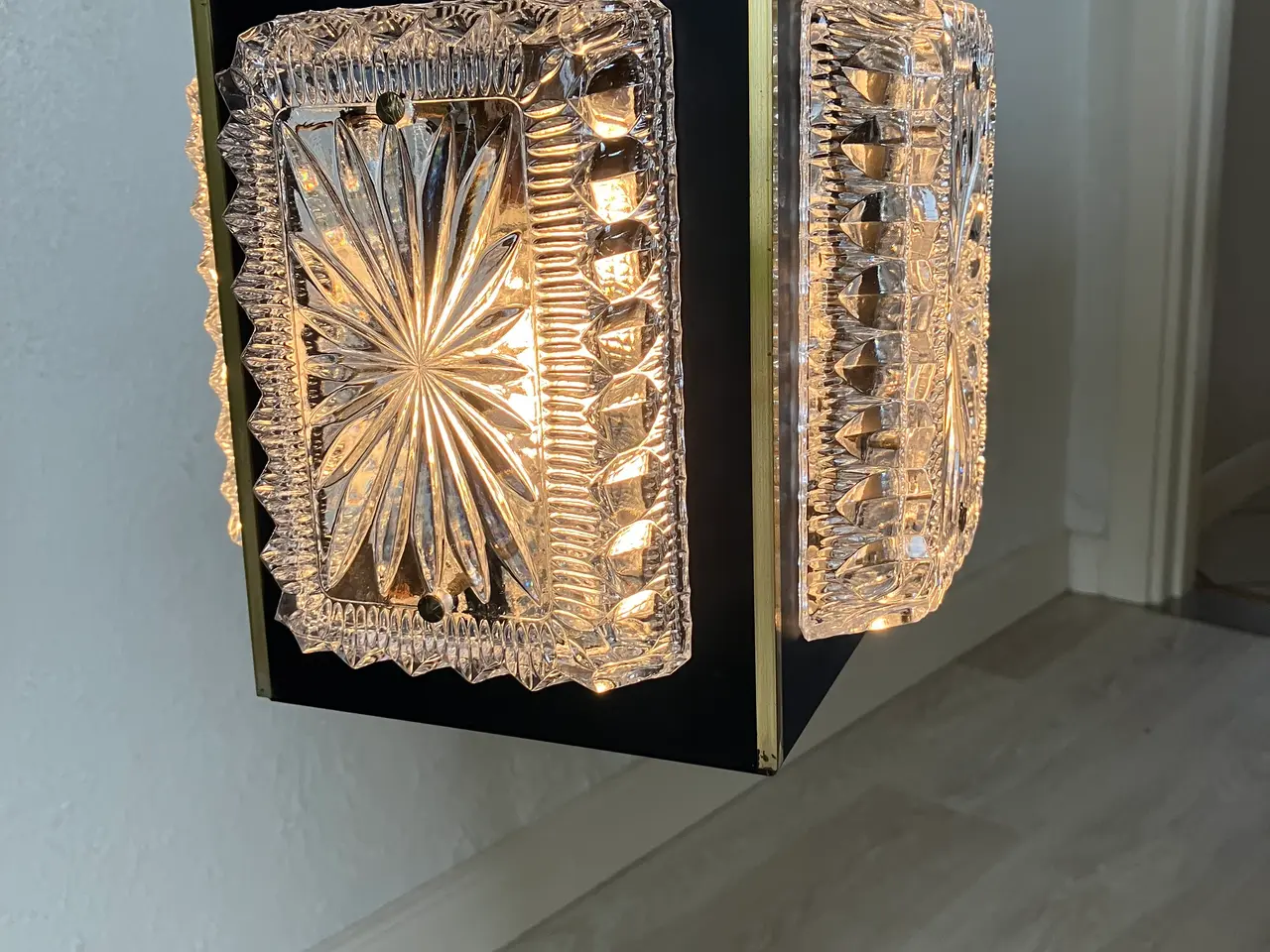 Billede 1 - Smuk retro lampe med krystalglas