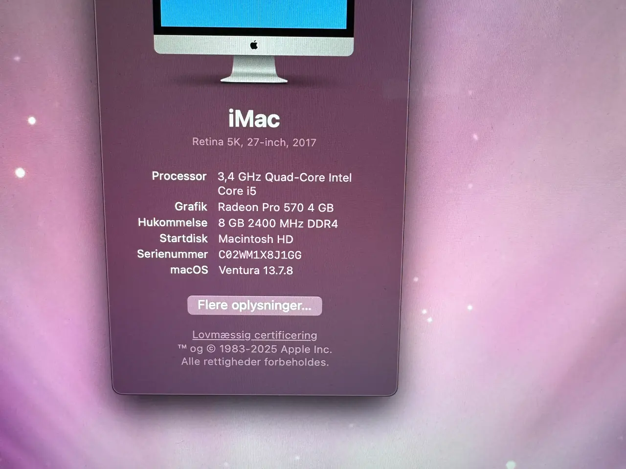 Billede 2 - Apple Imac 27" 2017 model