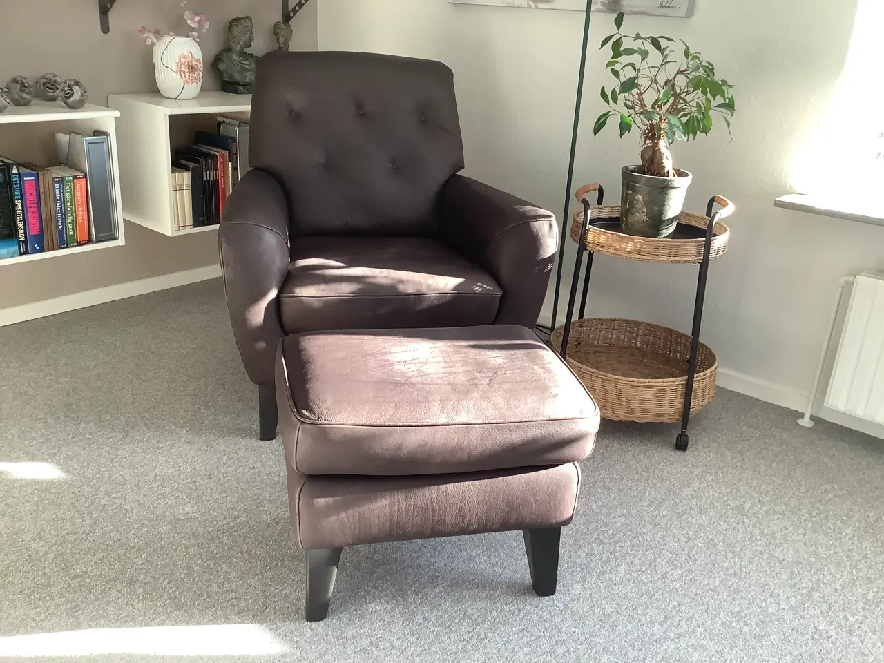 Billede 3 - Natuzzi okselæder lænestol med skammel.