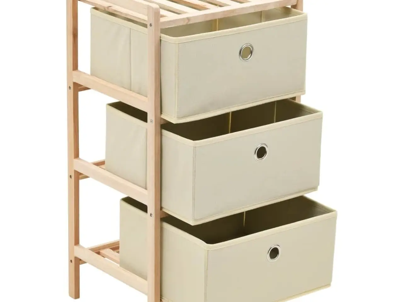 Billede 5 - Opbevaringsstativ med 3 stofkurve i cedertræ - beige