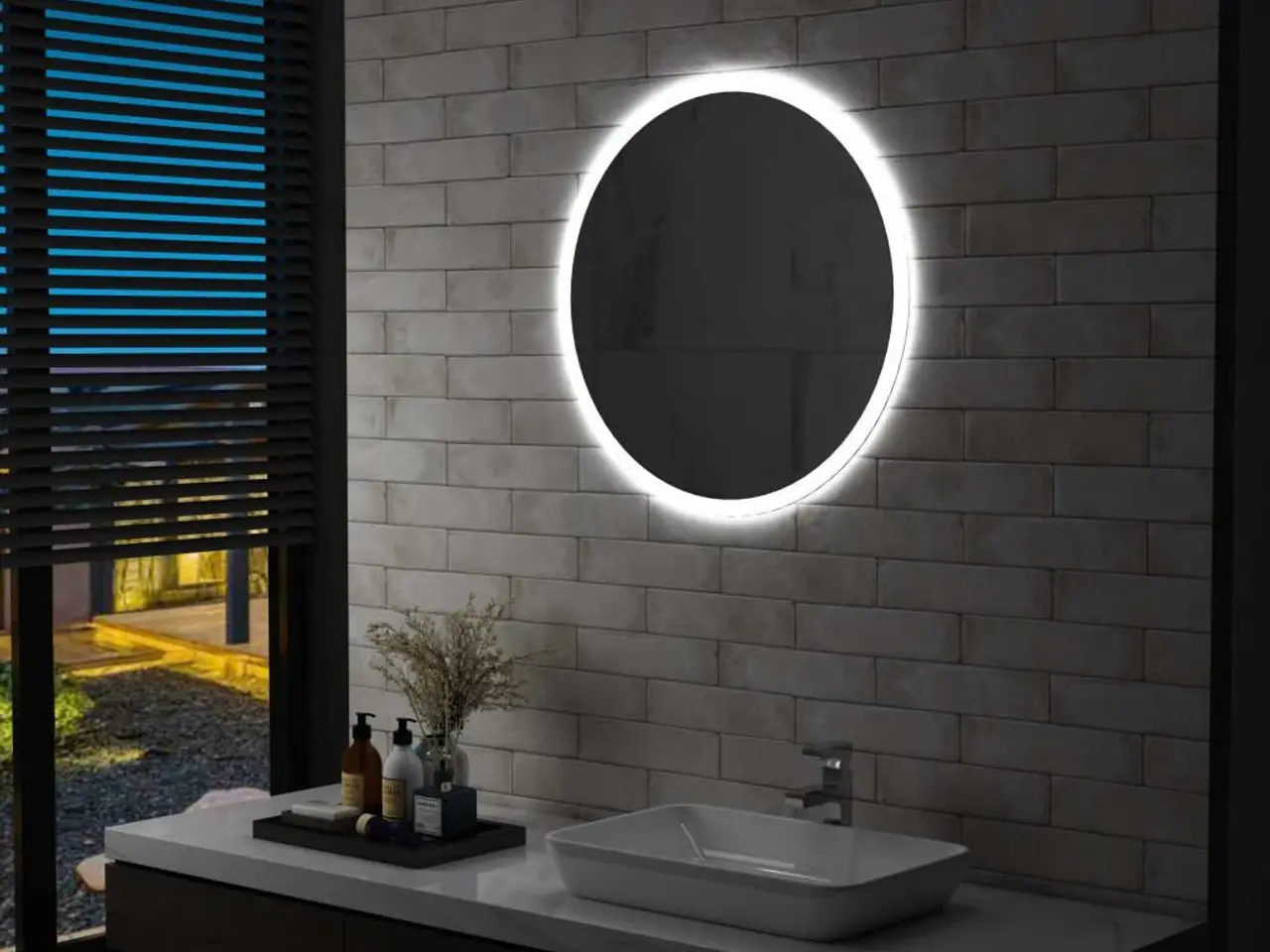 Billede 1 - Rundt badeværelsesspejl med LED - 70 cm