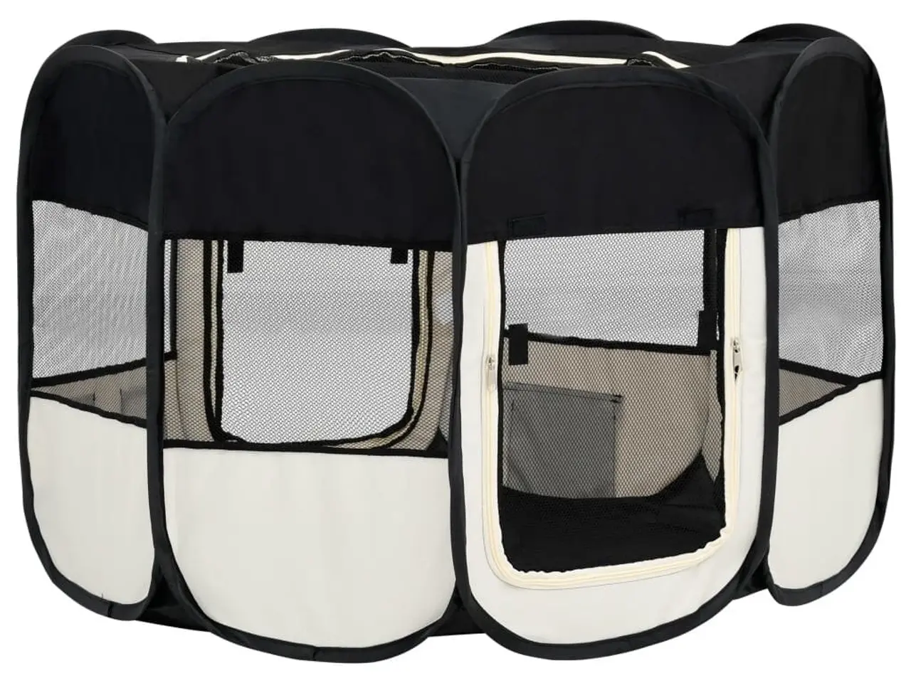 Billede 5 - Foldbar hundegård med bæretaske 125 × 125 × 61 cm - sort/creme