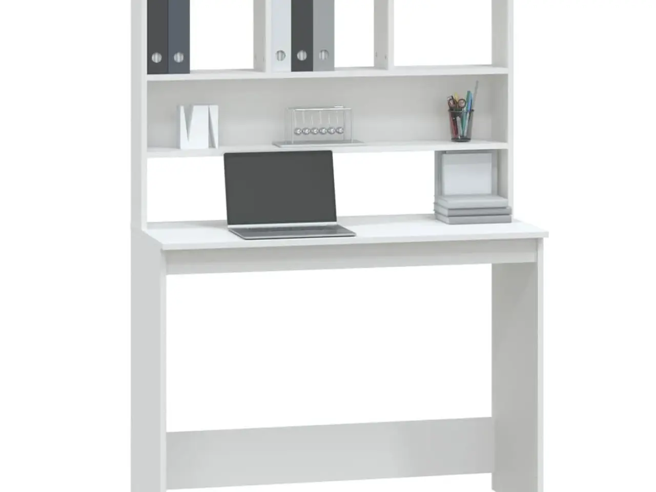 Billede 4 - Skrivebord med hylder 102×45×148 cm - konstrueret træ, hvid