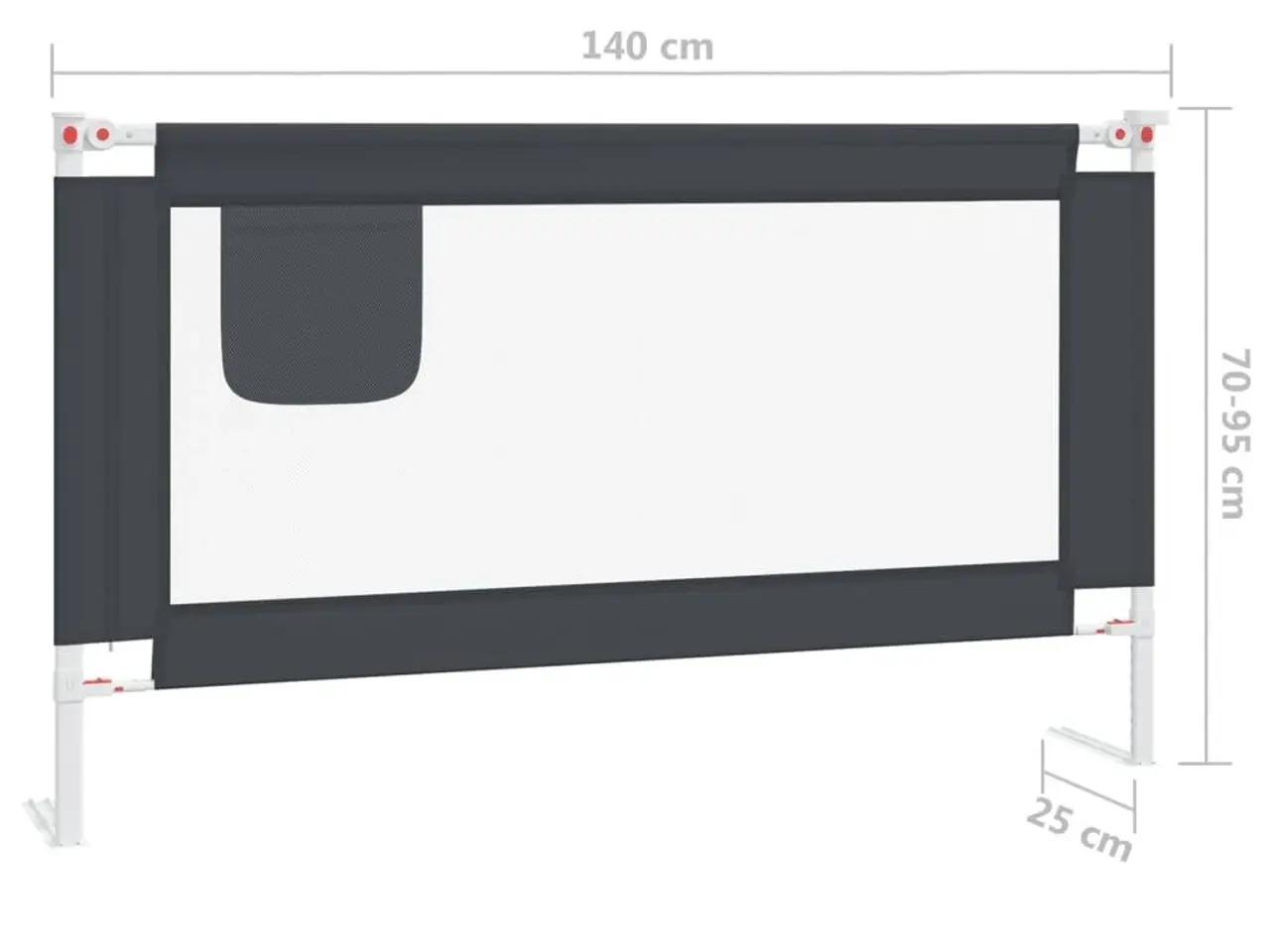 Billede 8 - Sengehest 140 × 25 cm i stof - justerbar, mørkegrå