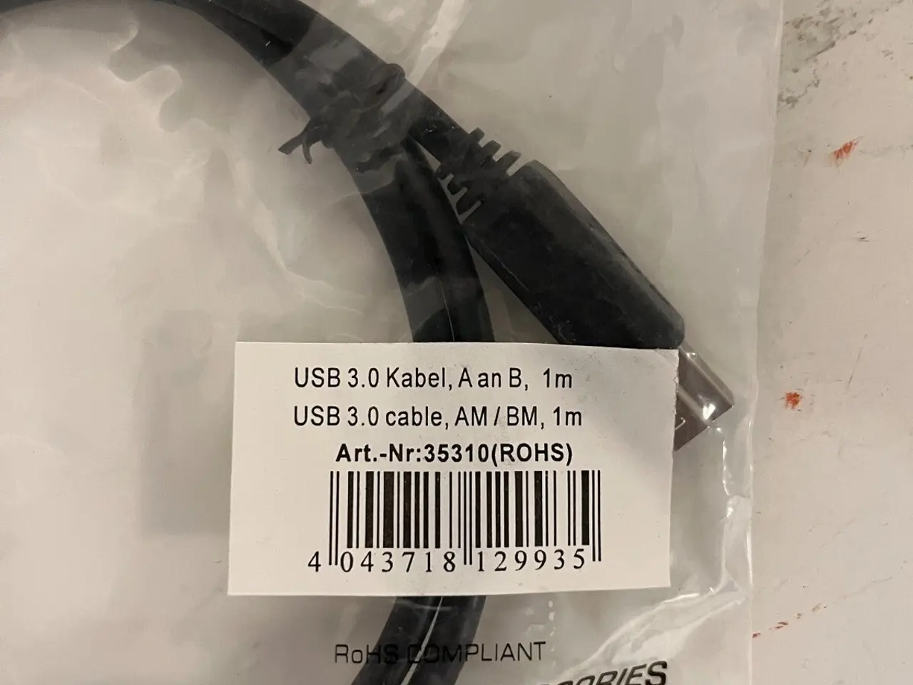 Billede 3 - parti of 5x InLine USB 3.0 kabel AM to BM 1m Black