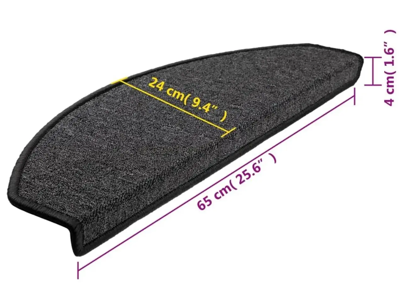 Billede 9 - Trappemåtter halvrunde - 15 stk., 65×24×4 cm, antracit
