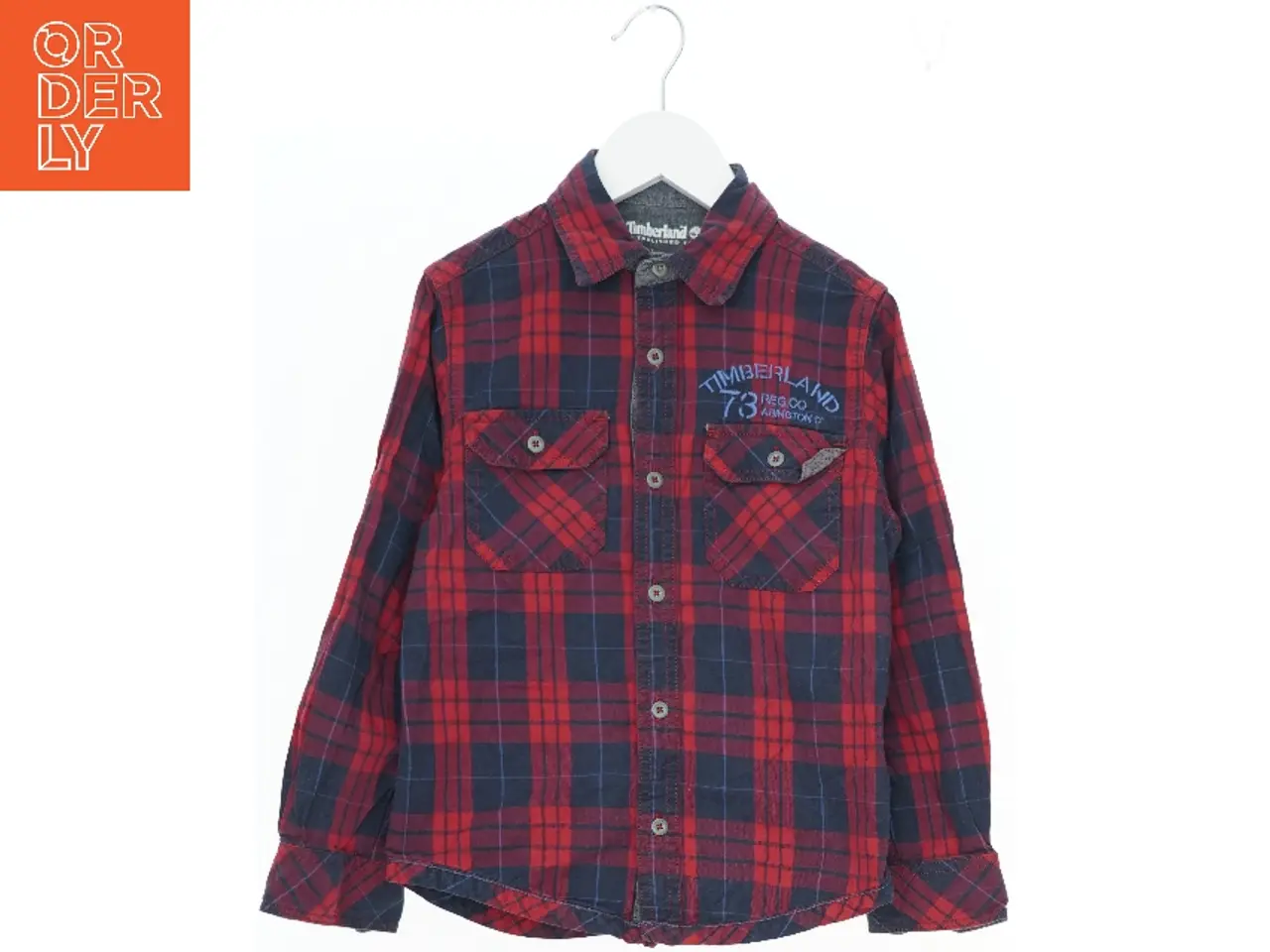 Billede 1 - Skjorte med rød og blå tern fra Timberland (str. 128)