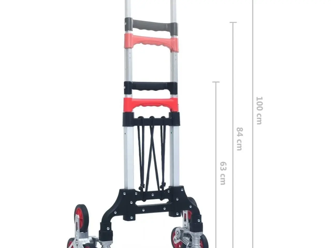 Billede 10 - Foldbar trappevogn i aluminium - 70 kg, sølv/sort/rød
