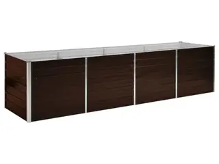 Hævet plantekasse 320×80×77 cm i galvaniseret stål - brun