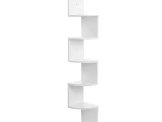 Hjørnehylde væghylde 5 niveauer zigzag design, hvid