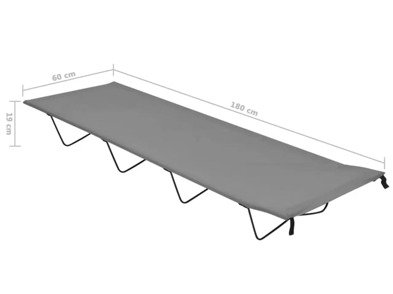 Billede 7 - Campingsenge 2 stk. 180 x 60 x 19 cm - grå
