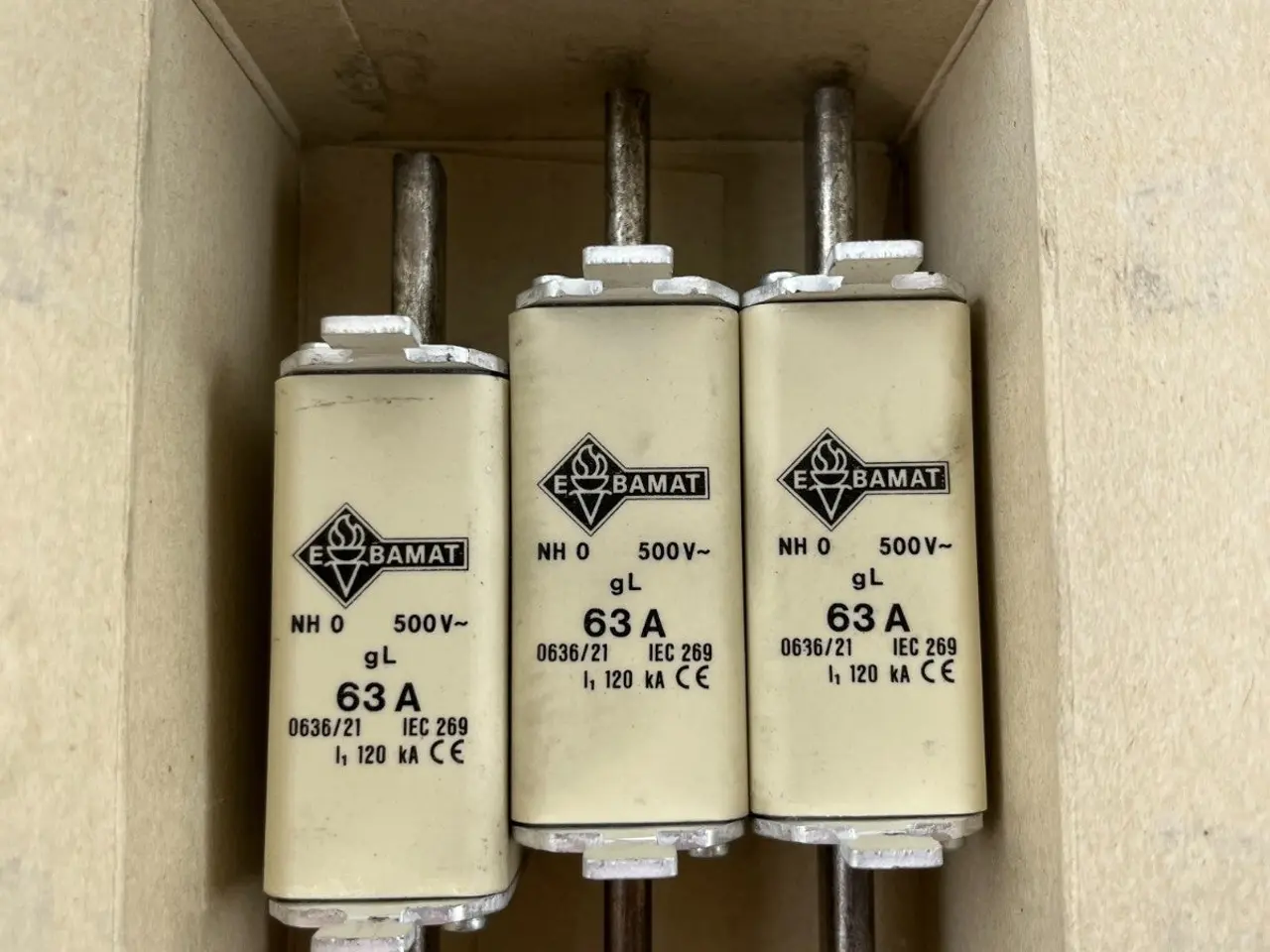 Billede 6 - 3x Bals E‑BAMAT NH0 Fuse Inserts 63A 500V gL IEC