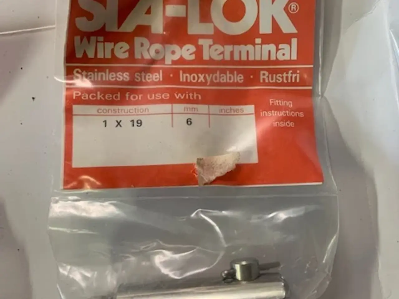 Billede 1 - 1 stk Sta-Lok gaffelterminal 1x19, 6 mm,  rustfri