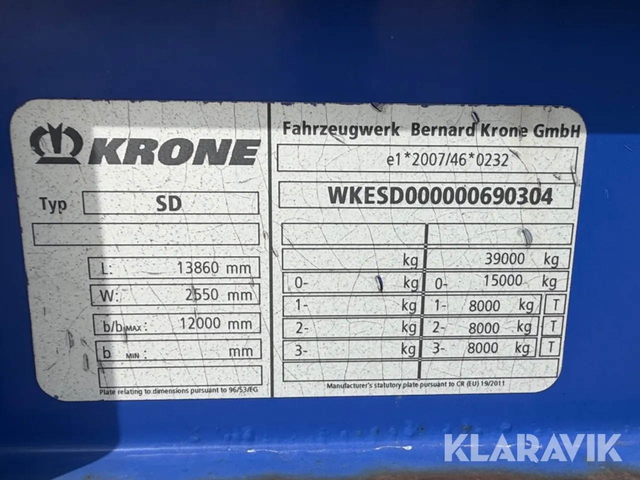 Billede 5 - Sættevogn / gardintrailer Krone SDP-03 - 39.000kg