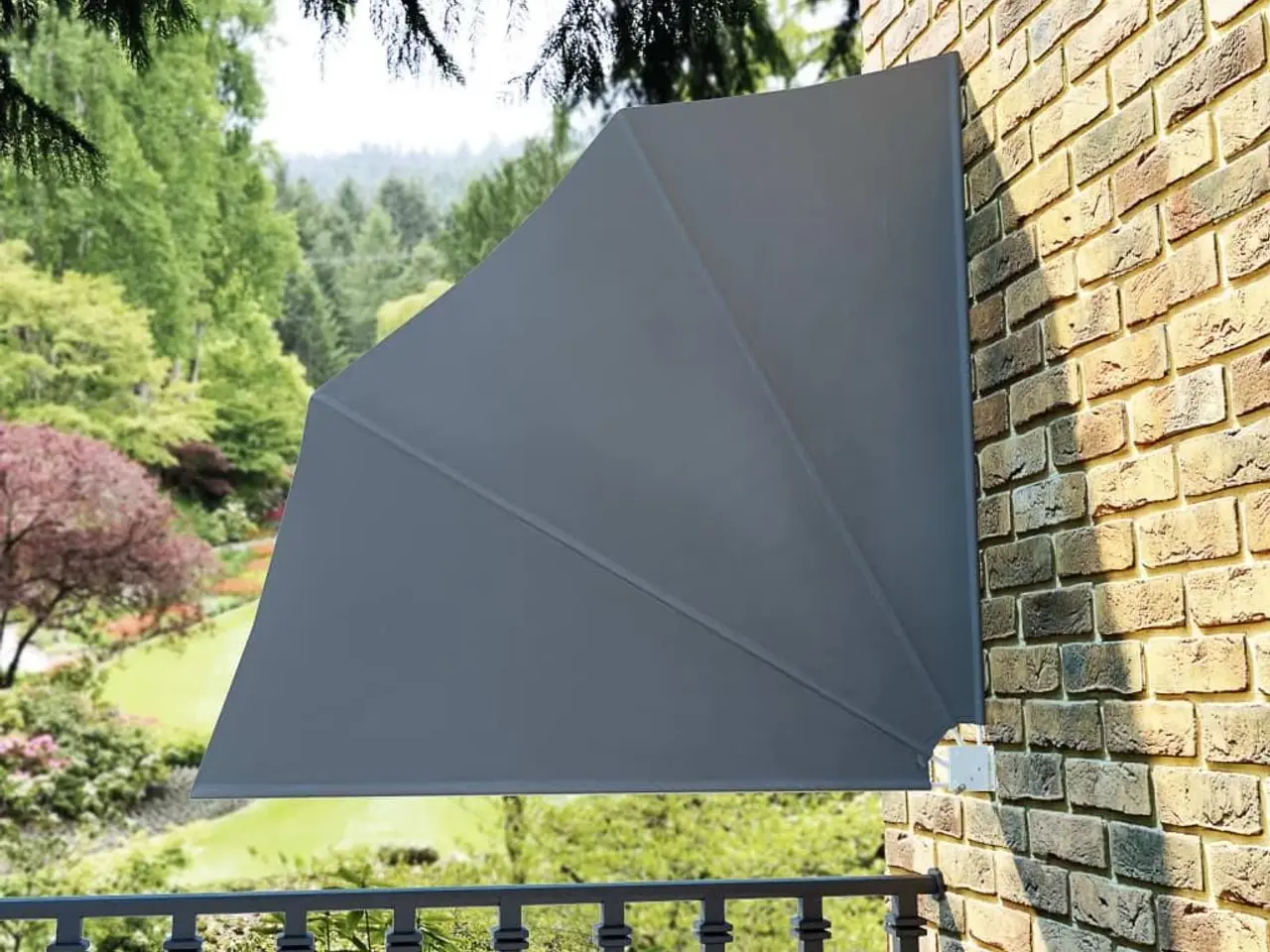 Billede 1 - Sammenklappelig sidemarkise til altan - grå 140 x 140 cm