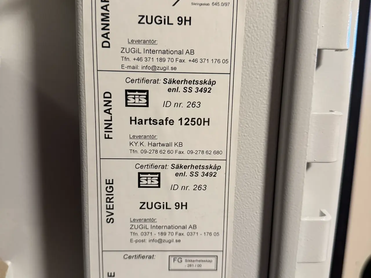 Billede 2 - Våbenskab ZUGIL model 9H SSF 3492 godkendt