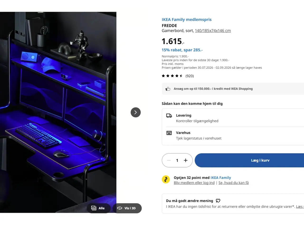 Billede 5 - Complet gamer setup med bord