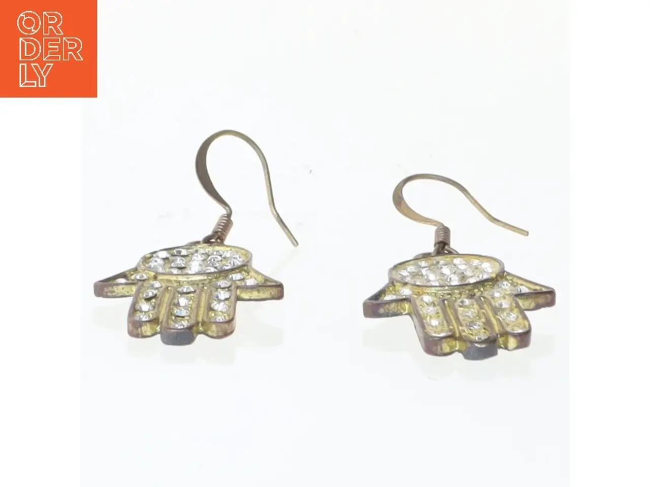 Billede 3 - Hamsa øreringe med sten (str. 4 cm)