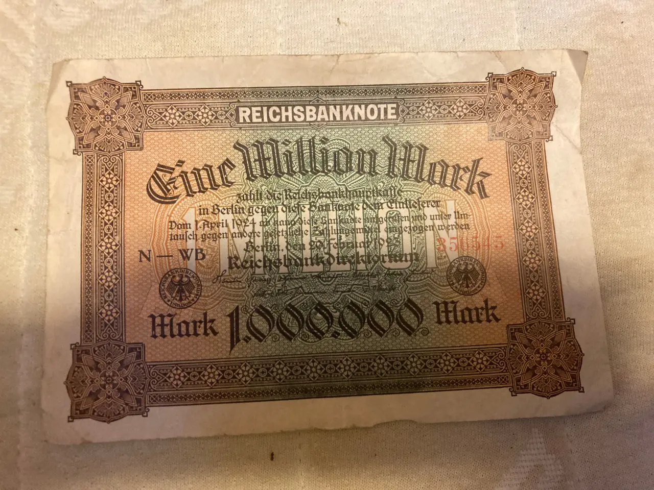 Billede 1 - Tysk 1 million mark seddel fra 1923