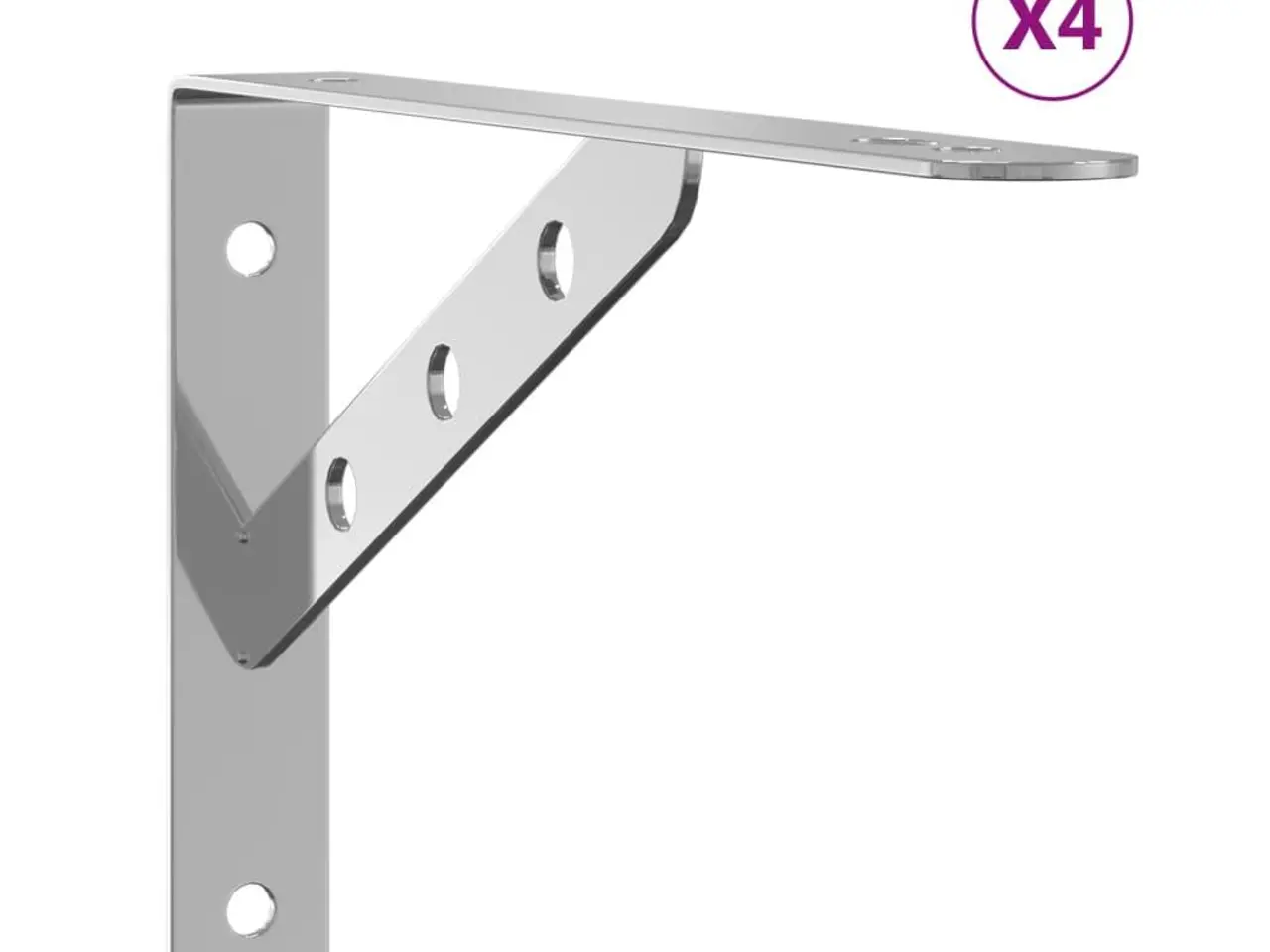 Billede 2 - Hyldebeslag 4 stk. 23,5 x 2,5 x 15,5 cm - sølvfarvet