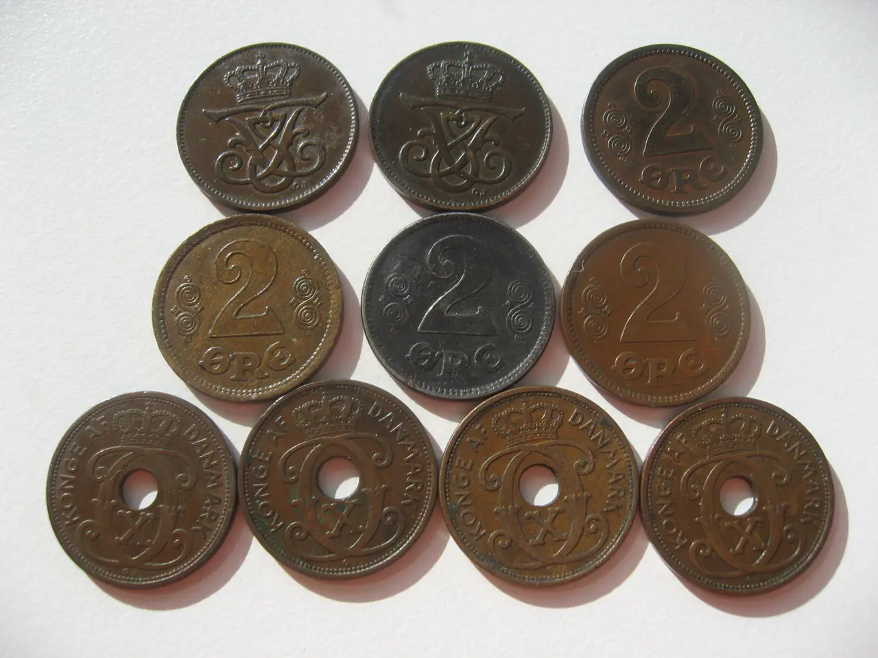 Billede 2 - FLOTTE BRONZE/KOBBER 2 ØRER 1907-1934 ialt 10 stk.