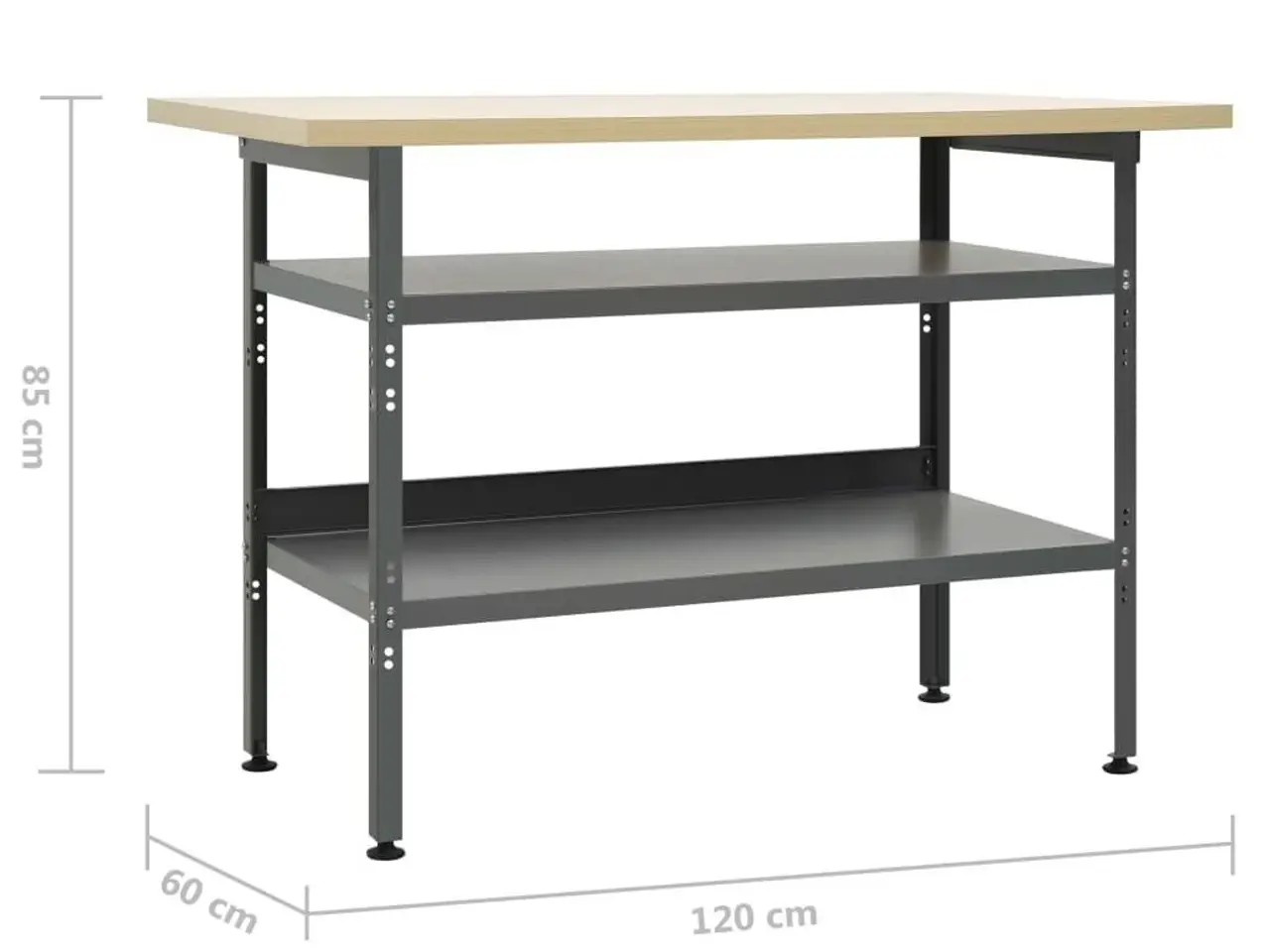 Billede 6 - Arbejdsbord i stål 120 x 60 x 85 cm - grå