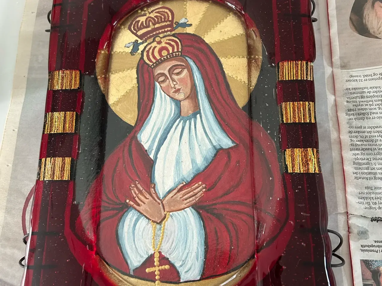 Billede 1 - Glasritza med Ikon malet “coronation of Queen Mary
