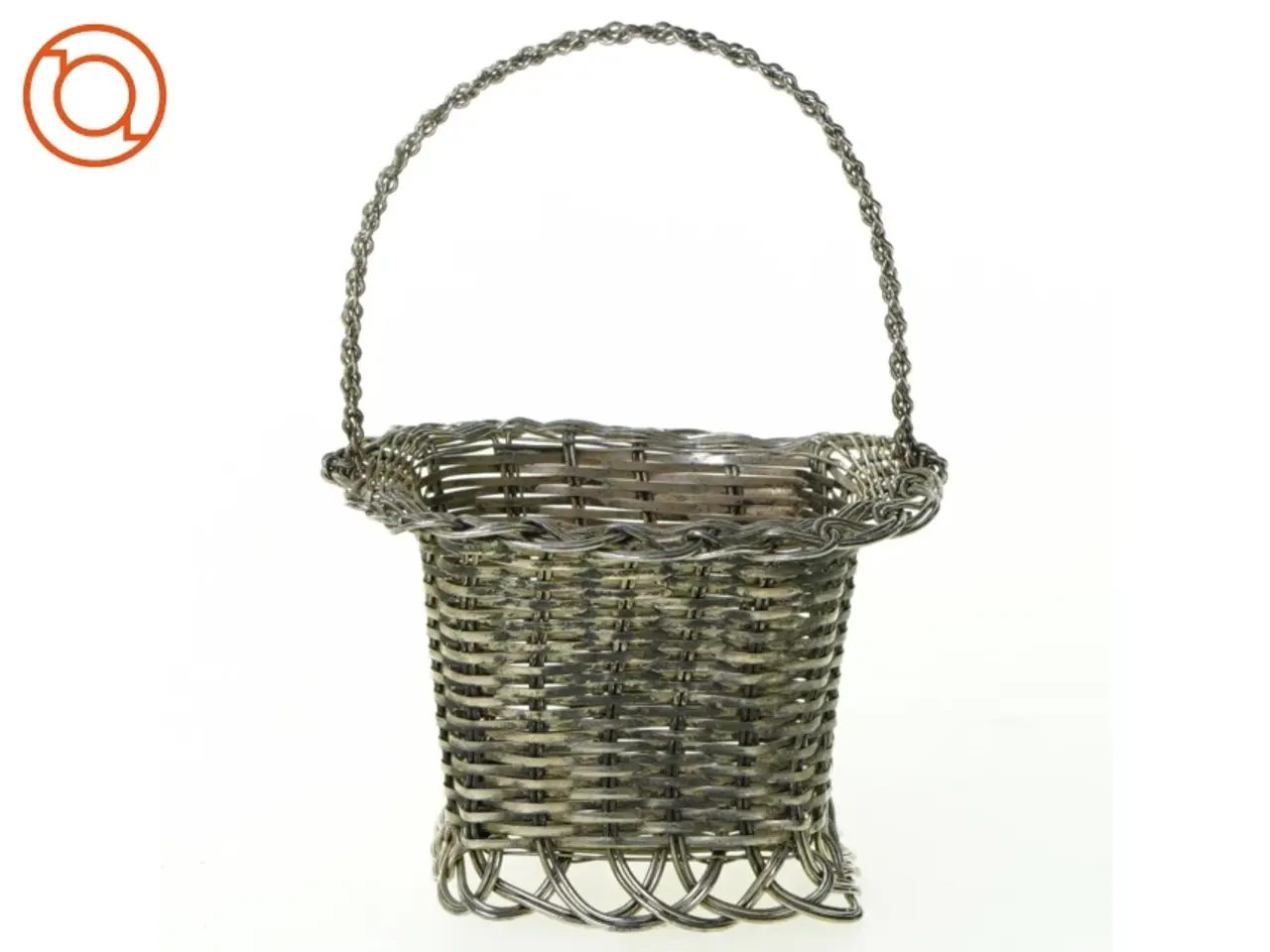 Billede 1 - Fil de fer flettet Metal kurv med hank (str. Med hank 14 x 9 cm)