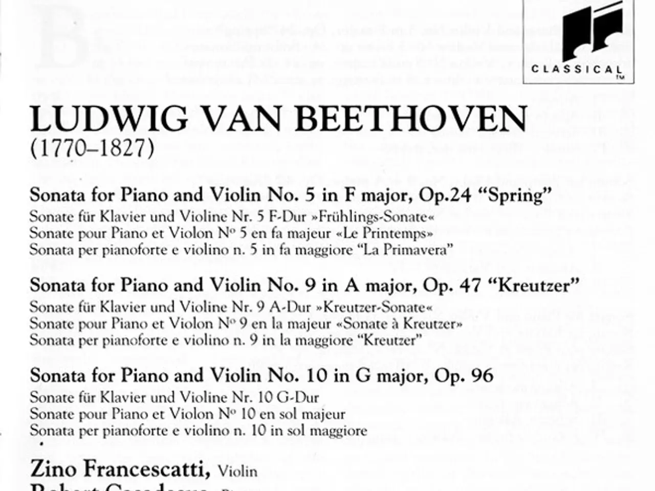Billede 5 - Beethoven* - Zino… – Violin Sonatas No. 5… – CD