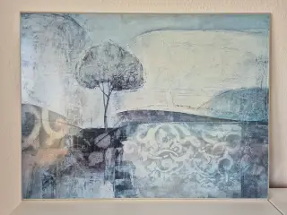 Flot og stor billede 81x61 cm blå nuancer