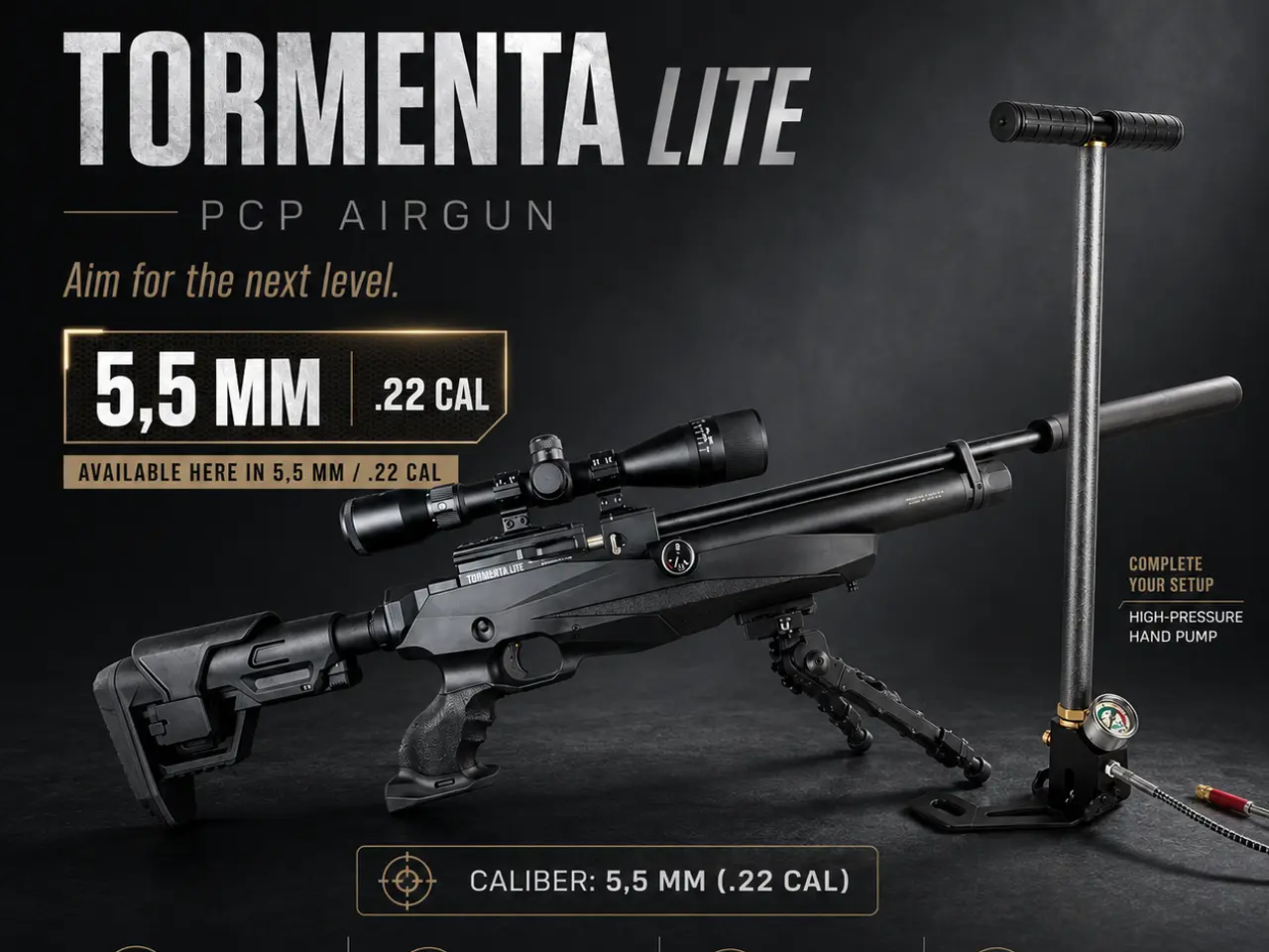Billede 1 - Reximex Tormenta Lite 5,5 mm til jagt incl. kikkert, pumpe og lyddæmper