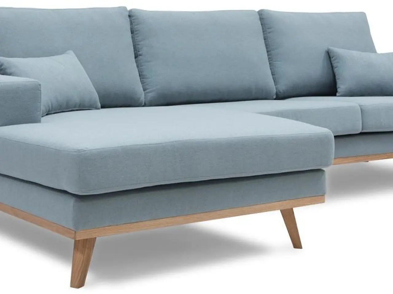 Billede 6 - Simone chaiselongsofa venstrevendt - blå stof, olieret egetræ