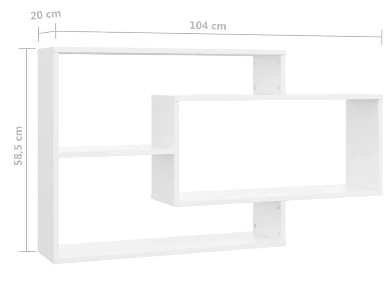 Billede 6 - Væghylder i konstrueret træ - 104×20×58,5 cm, hvid